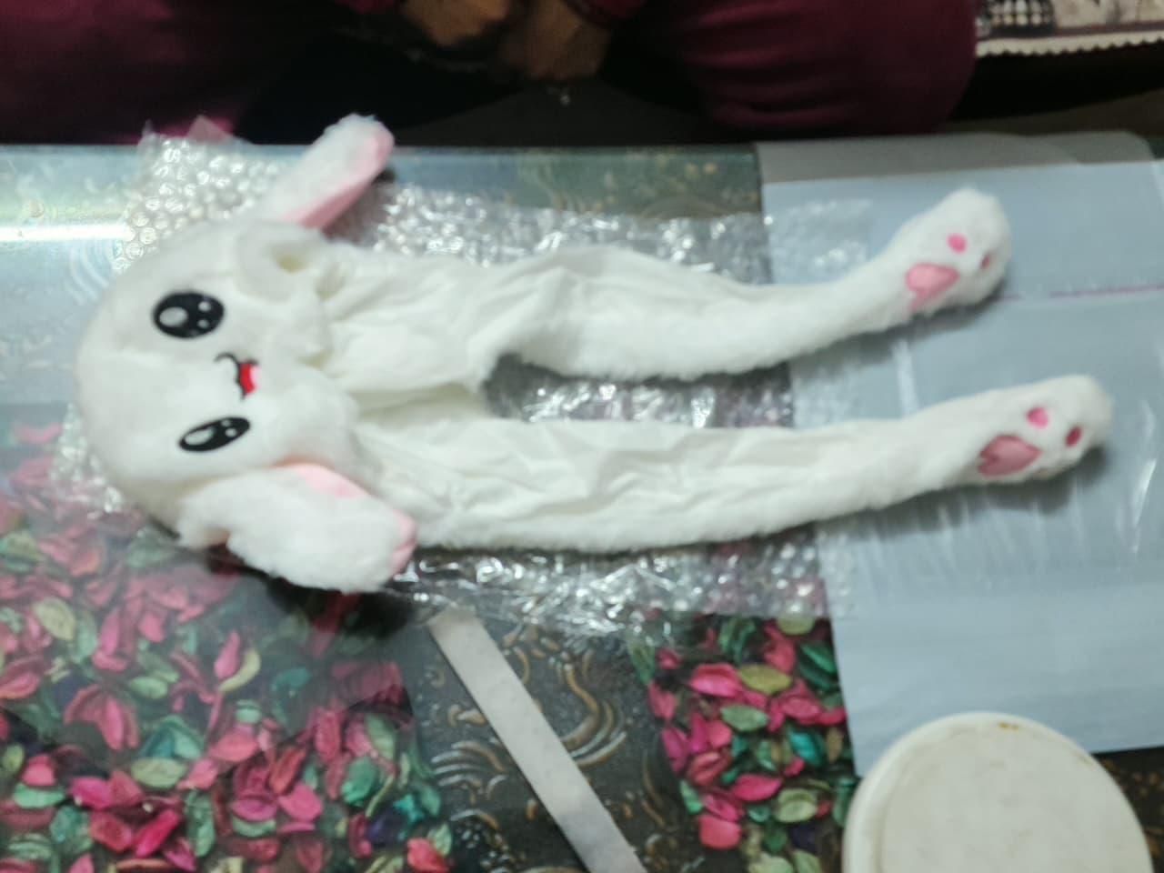 Cute Rabbit Plush Bunny Cap - The Ears Pop Hat Funny Bunny